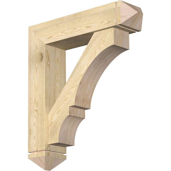 Ekena Millwork Balboa Arts and Crafts Rough Sawn Bracket w/ Offset Brace, Douglas Fir, 8"W x 34"D x 38"H BKT0806X34X38BOA03RDF - main